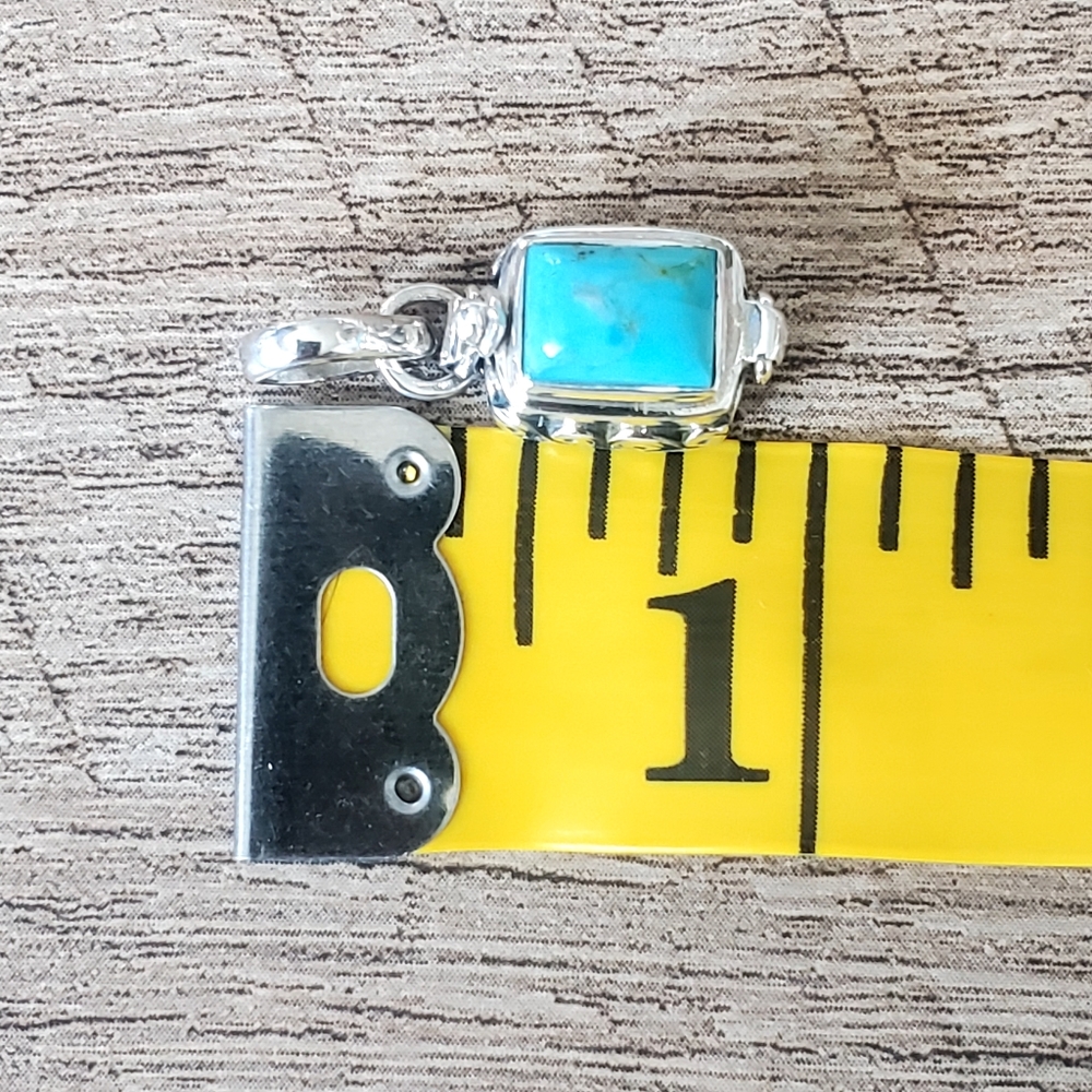 Natural Kingman Blue Mohave Turquoise Set in Sterling Silver Poison Pendant, NWT - Picture 12 of 14